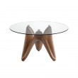 TABLE RONDE VERRE TREMPE NOYER 130/1126