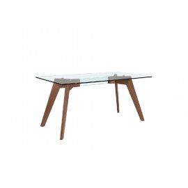 TABLE RECTANGLE VERRE ET NOYER 160x95/ 1031