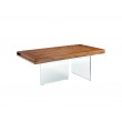 TABLE A MANGER RECTANGLE TOP NOYER PIED VERRE TREMPE 200X100X75/ 1028.