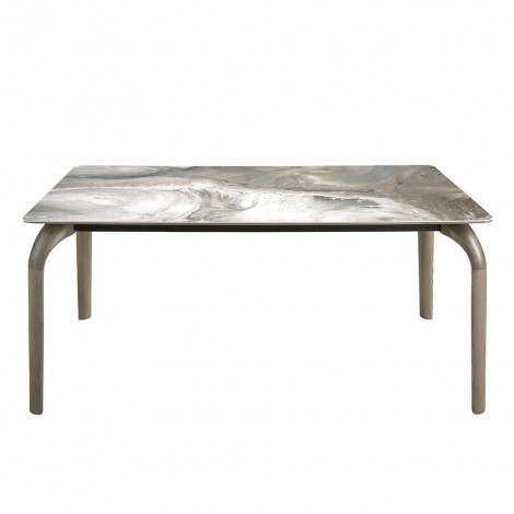 TABLE A MANGER CERAMIQUE PIED CHENE CENDRE 180X90/1142