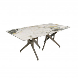 TABLE A MANGER RECTANGULAIRE CERAMIQUE NOYER FONCE 200X100/1153