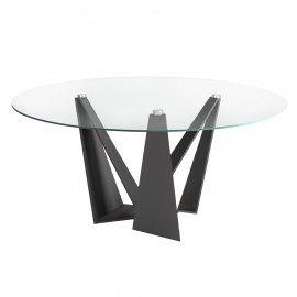 TABLE A MANGER RONDE VERRE ET METAL DIAM 150/ 1045