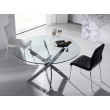 TABLE RONDE VERRE PIED CHROME DIAM 130/ 1061