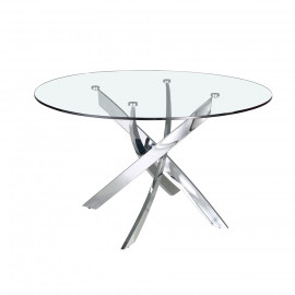 TABLE RONDE VERRE PIED CHROME DIAM 130/ 1061