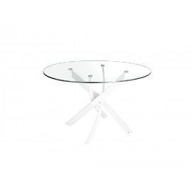 TABLE RONDE VERRE METAL BLANC DIAM 110/ 1138