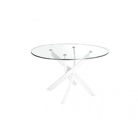 TABLE RONDE VERRE METAL BLANC DIAM 110/ 1138