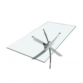 TABLE RECTANGLE VERRE PIED METAL 160X95 /1061