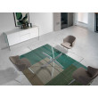 TABLE DE SALLE A MANGER VERRE PIED METAL BLANC 160X95/ 1138