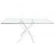 TABLE DE SALLE A MANGER VERRE PIED METAL BLANC 160X95/ 1138