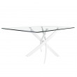 TABLE DE SALLE A MANGER VERRE PIED METAL BLANC 160X95/ 1138