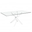 TABLE DE SALLE A MANGER VERRE PIED METAL BLANC 160X95/ 1138