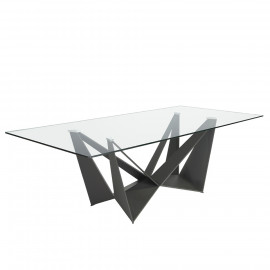 TABLE RECTANGLE VERRE TREMPE PIED METAL EPOXY 240X130 /1128