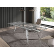 TABLE A MANGER RECTANGULAIRE EXTENSIBLE TOP VERRE PIED CHROME 160/240X95/1005