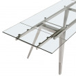 TABLE A MANGER RECTANGULAIRE EXTENSIBLE TOP VERRE PIED CHROME 160/240X95/1005