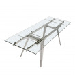 TABLE A MANGER RECTANGULAIRE EXTENSIBLE TOP VERRE PIED CHROME 160/240X95/1005