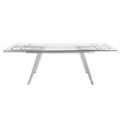 TABLE A MANGER RECTANGULAIRE EXTENSIBLE TOP VERRE PIED CHROME 160/240X95/1005