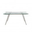 TABLE A MANGER RECTANGULAIRE EXTENSIBLE TOP VERRE PIED CHROME 160/240X95/1005