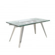 TABLE A MANGER RECTANGULAIRE EXTENSIBLE TOP VERRE PIED CHROME 160/240X95/1005