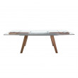 TABLE A MANGER RECTANGLE RALLONGE PLATEAU VERRE PIEDS BOIS 180/225/270X100 /1131