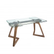 TABLE RALLONGE RECTANGULAIRE TOP VERRE PIED BOIS 160/200/240X90 / 1115