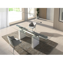 TABLE RECTANGLE VERRE TREMPE MARBRE 180/220/260X90 /1112