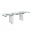 TABLE RECTANGLE VERRE TREMPE MARBRE 180/220/260X90 /1112