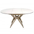 TABLE A MANGER RONDE CERAMIQUE A RALLONGE PIED METAL CHAMPAGNE/1119