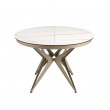 TABLE A MANGER RONDE CERAMIQUE A RALLONGE PIED METAL CHAMPAGNE/1119