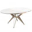 TABLE A MANGER RONDE CERAMIQUE A RALLONGE PIED METAL CHAMPAGNE/1119