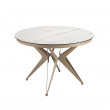 TABLE A MANGER RONDE CERAMIQUE A RALLONGE PIED METAL CHAMPAGNE/1119