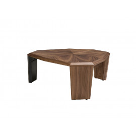 Table basse asymétrique en noyer et pvc noir modèle 2137 Angel Cerdá S.L